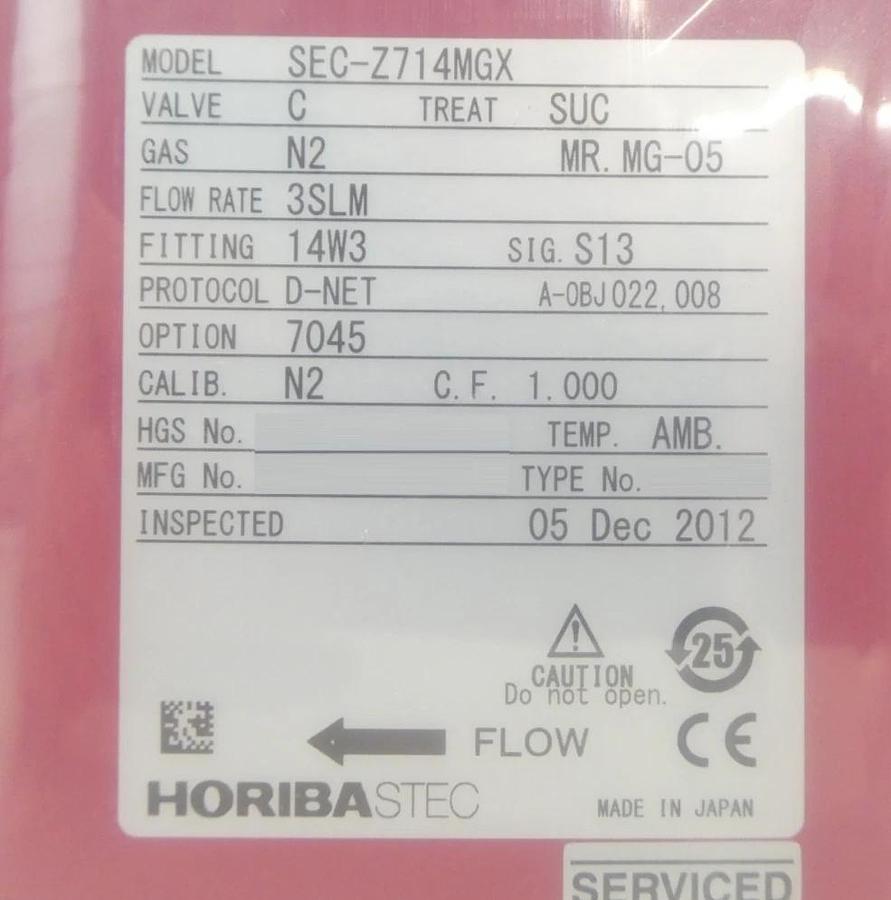 Refurbished Horiba STEC SEC-Z714MGX Mass Flow Controller MFC Z700 2 SLM He Lot of 4 Refurb