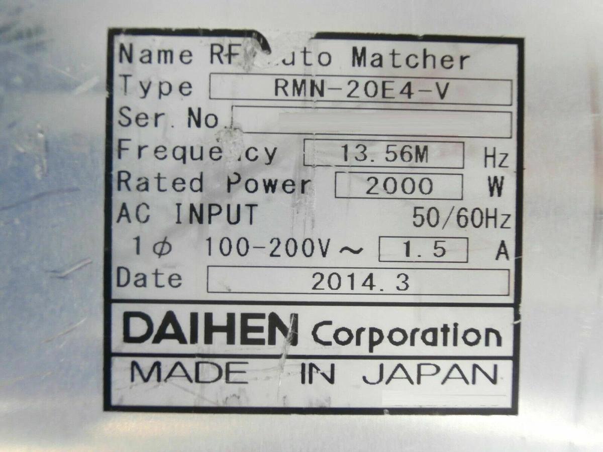 Used Daihen RMN-20E4-V RF Auto Matcher TEL Tokyo Electron 2L39-000035-V2 Copper Spare