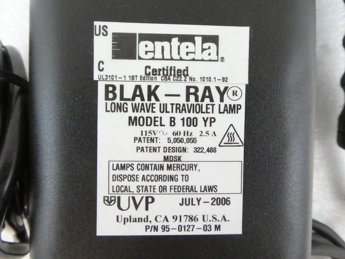 Used UVP Blak-Ray B-100YP UV Ultraviolet Lamp and Ballast Lot of 2 No Bulbs Surplus
