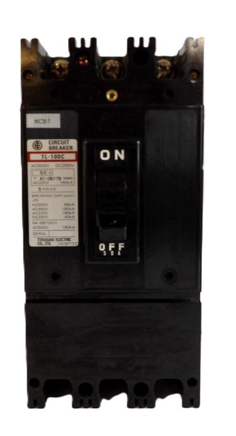 Used Terasaki Electric TL-100C 50A 3-Pole Circuit Breaker Working Surplus