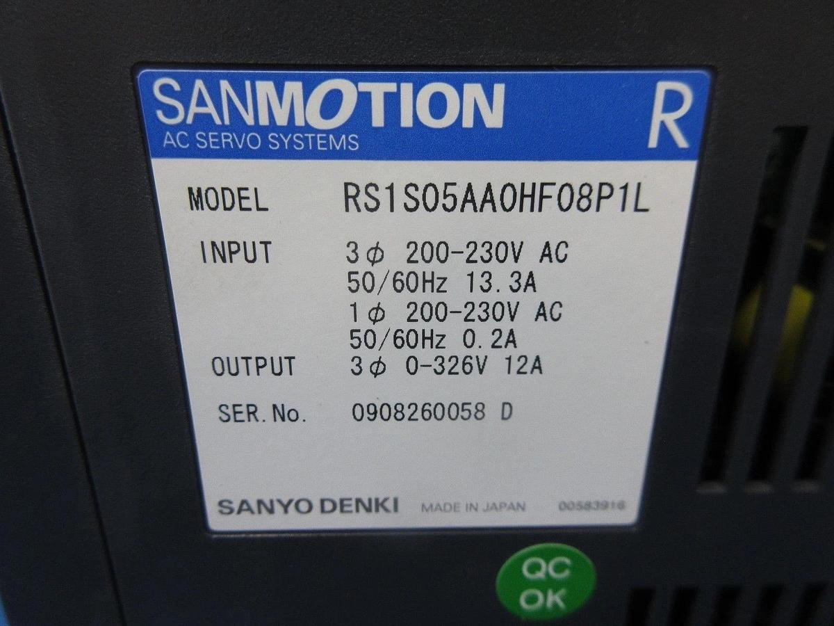 Used Sanyo Denki RS1S05AA AC Servo Drive RS1S05AA0HF08P1L SANMOTION R T-3044SS Used