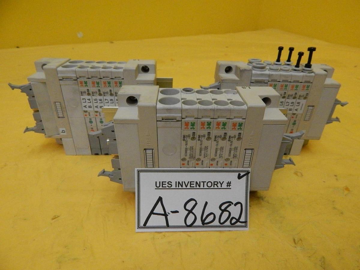 Used SMC 3D80-000054-V1 4-Port Pneumatic Manifold Lot of 3 SZ3A60K-5LOZ-C4-X31 Used