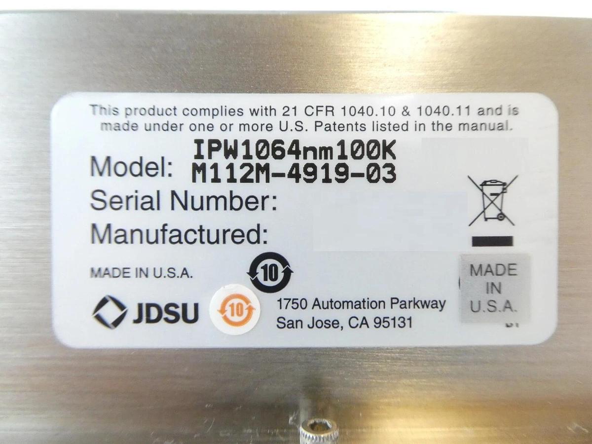 Used JDSU IPW1064nm100K Laser Head Module M112M-4919-03 Working Surplus
