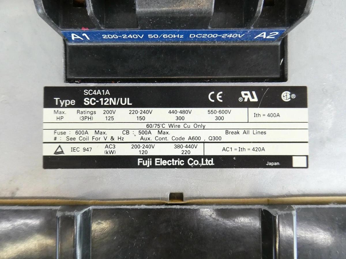 Used Fuji Electric 1NC5HO 3 Phase Magnetic Motor Contractor Starter SC-12N/UL Working