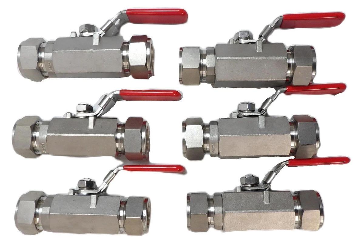 Used HAM-LET H-700-SS-L-1-T-LD Manual 2-Way Ball Valve Lot of 6 Working