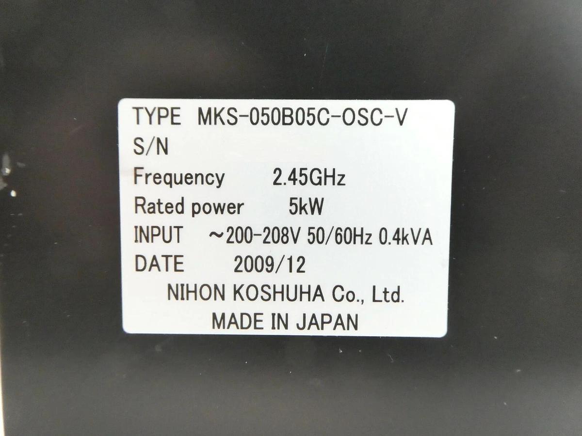 Used Nihon Koshuha MKS-050B05C-OSC-V 2.45GHz Generator TEL 3Z87-005648-V1 As-Is