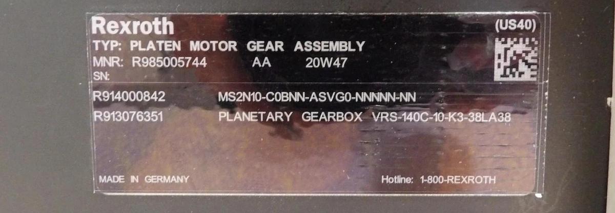 Refurbished Rexroth R985005744 Platen Motor Gear Assembly VRS-140C-10-K3-38LA38 Refurbished