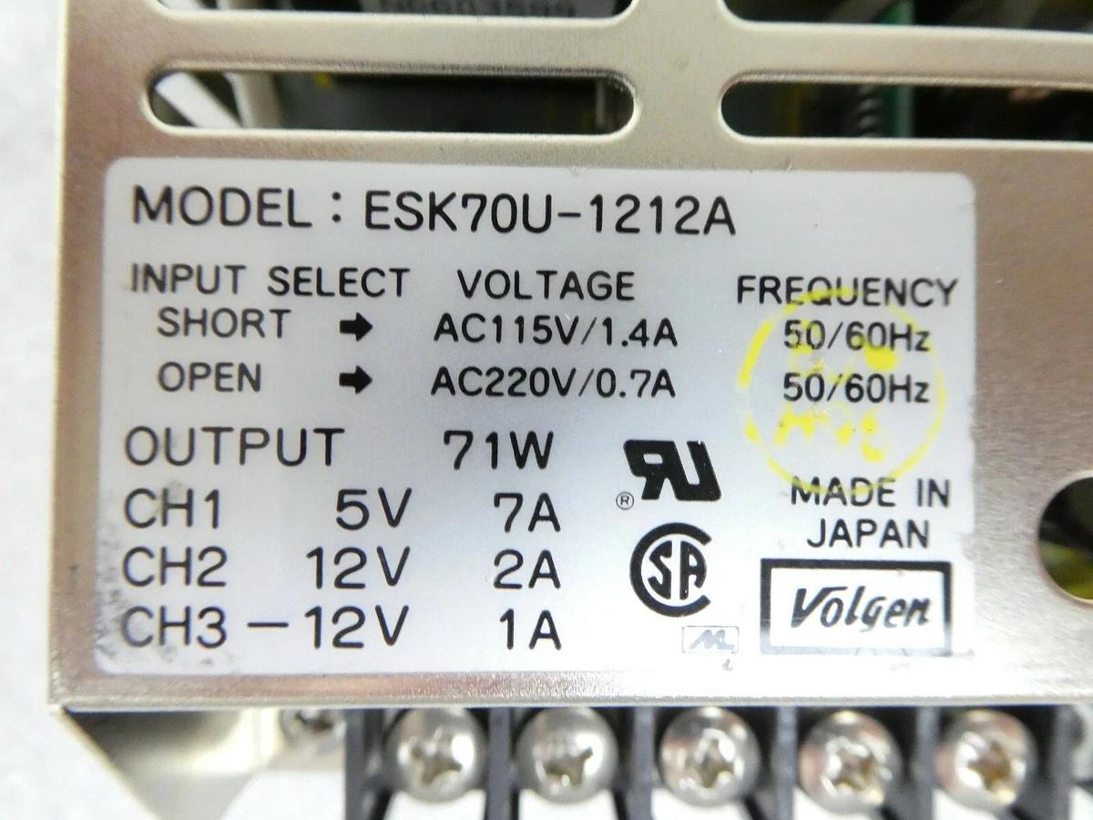 Used Volgen ESK70U-1212A DC Power Supply Novellus Systems 27-10052-00 Working Surplus