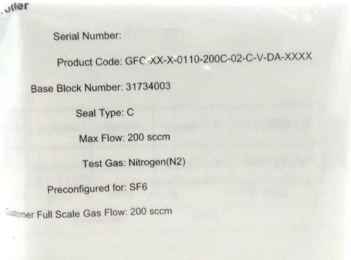 Pivotal Systems 32-02990 Mass Flow Controller MFC 200 SCCM SF6 New Surplus