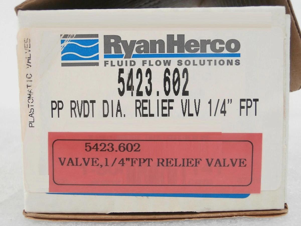 Used Plast-O-Matic Valves RVDT025V-PP Diagram Relief Valve Ryan Herco 5423.602 New