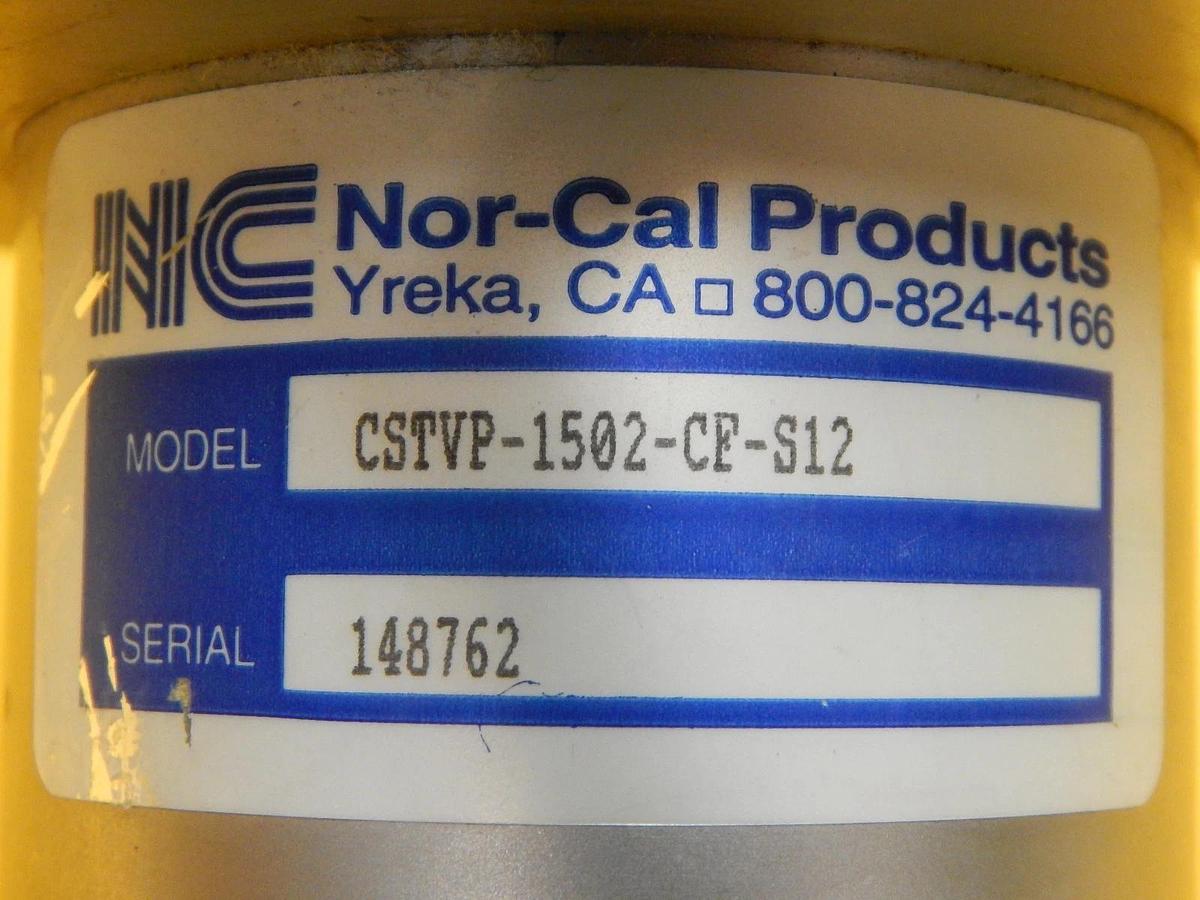 Used Nor-Cal Products CSTVP-1502-CF-S12 Pneumatic Straight-Through Poppet Valve Used