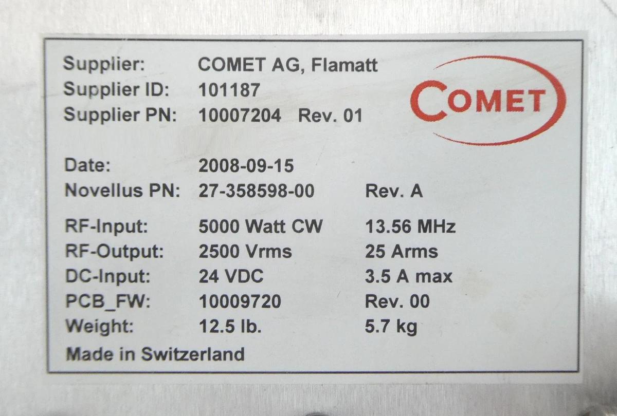 Used Comet Technologies 10007204 RF Match Novellus 27-358598-00 As-Is