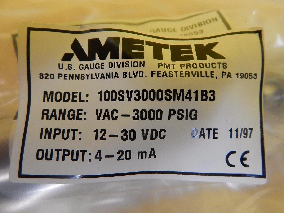 Ametek 100SV3000SM41B3 Pressure Transducer 3000 PSIG New Surplus