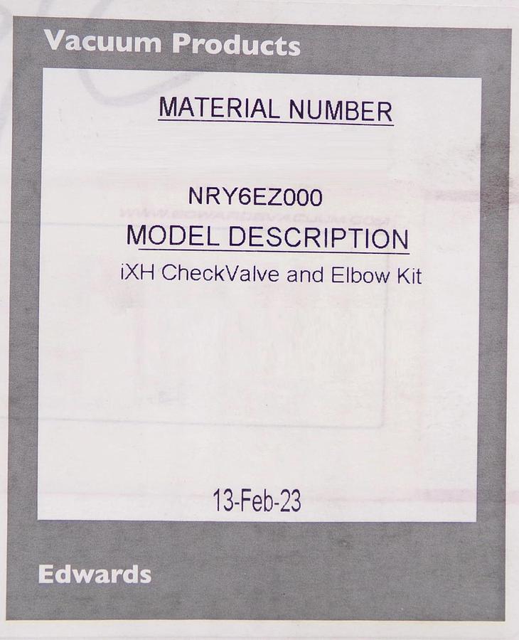 Edwards NRY6EZ000 iXH Check Valve and Elbow Kit New Surplus
