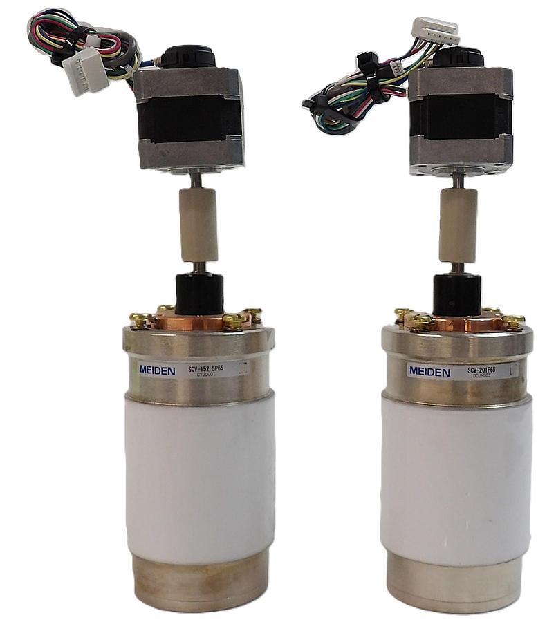 Used Meiden SCV-1525P65 SCV-201P65 Variable Vacuum Capacitor Lot of 2 Working