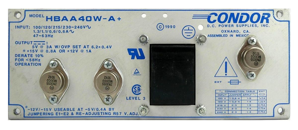 Used Condor HBAA40W-A+ DC Power Supply ±15V Power-One KLA Instruments Working Spare