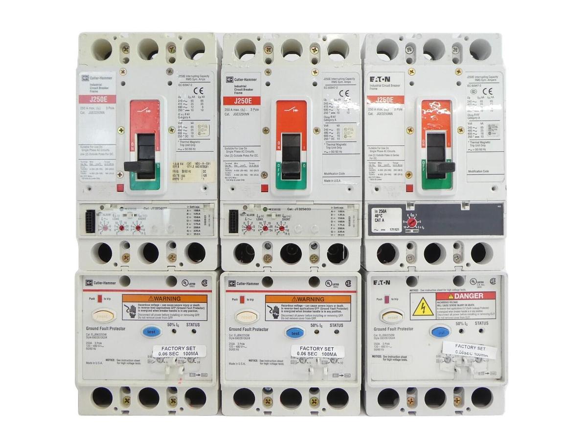Used Eaton JGE3250NN Circuit Breaker J250E ELJBN3250W Reseller Lot of 3 Working