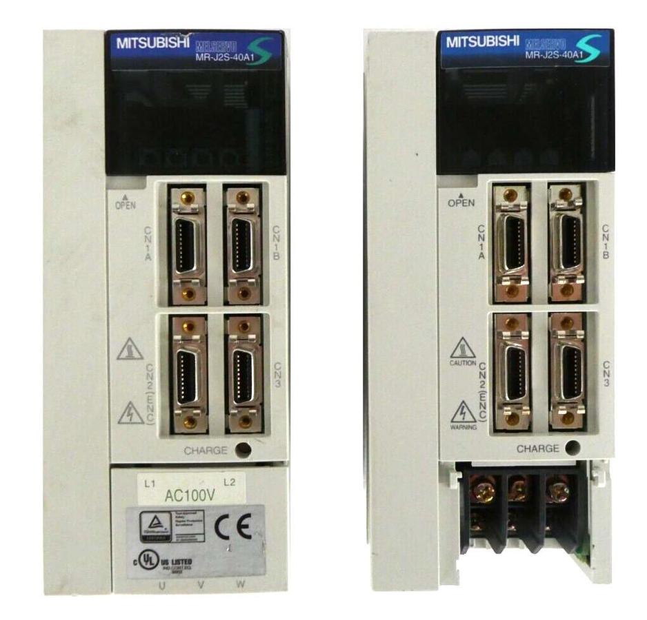 Used Mitsubishi MR-J2S-40A1 AC Servo Driver MELSERVO Lot of 2 No Cover Working