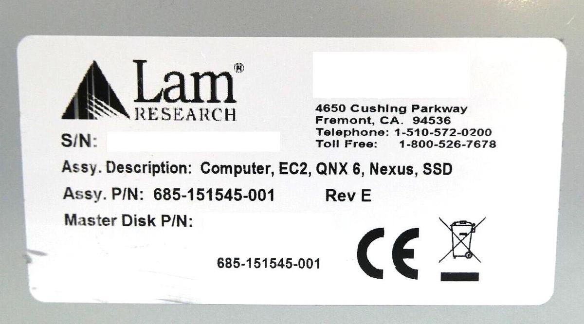 Used Lam Research 685-151545-001 Nexus Control Computer EC2 QNX 6 Untested Spare