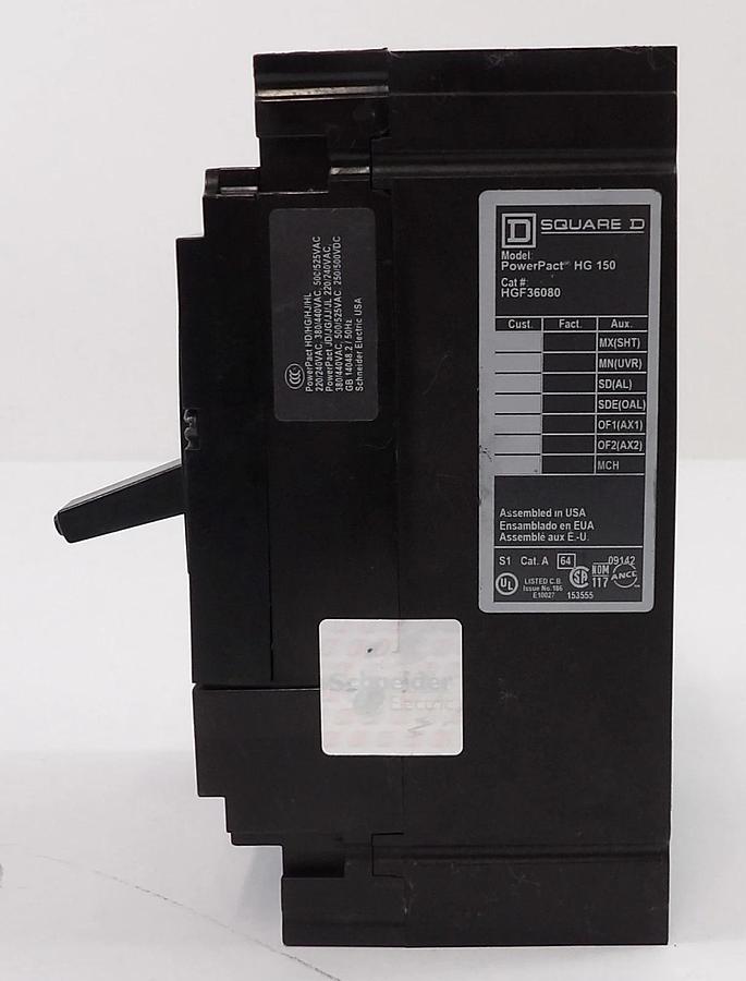 Used Square D HG 150 Circuit Breaker HGF36125 HGF36080 Reseller Lot of 2 Working