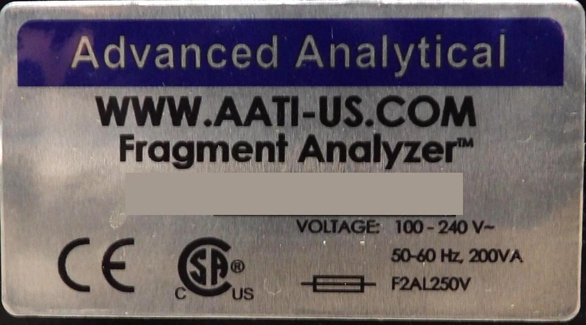 Used Advanced Analytical Fragment Analyzer Automated CE System Untested As-Is