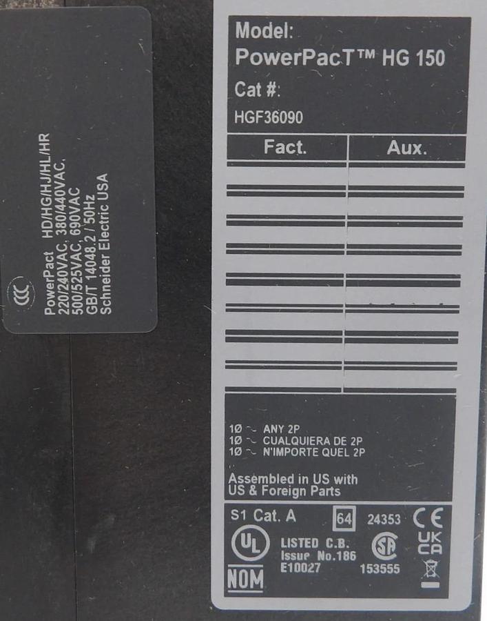 Schneider Electric HGF36090 Circuit Breaker PowerPacT SquareD New Surplus