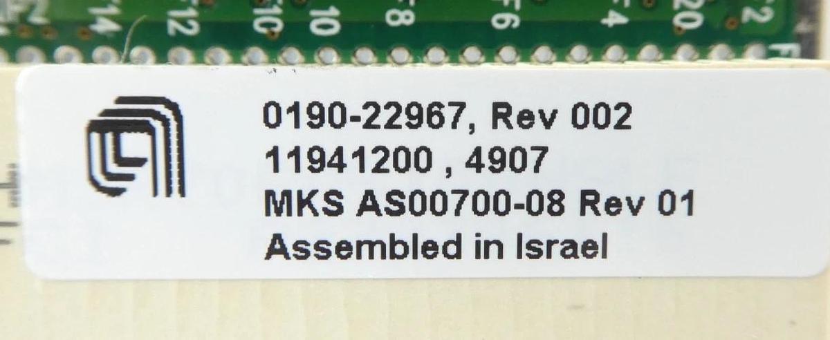 Used MKS Instruments AS00700-08 Analog I/O PCB Card AMAT 0190-22967 Working Surplus