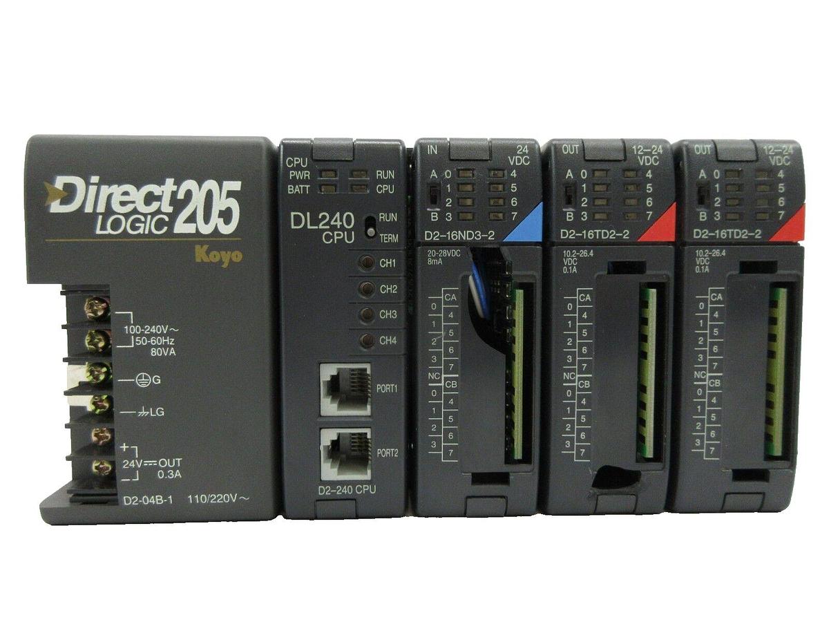 Used Automation Direct D2-04B-1 4-Slot PLC Controller DirectLOGIC 205 Koyo Working