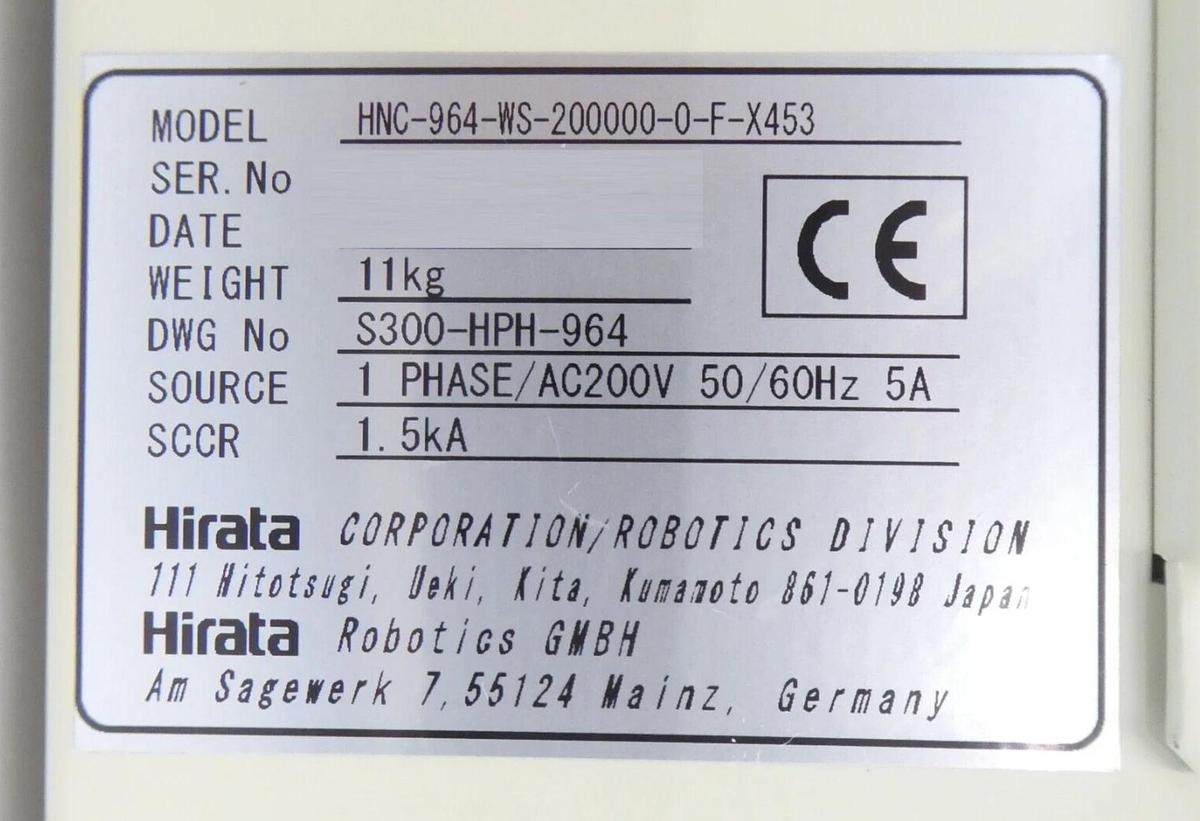 Used Hirata HNC-964-WS-200000-0-F-X453 Robot Controller Module Working Surplus