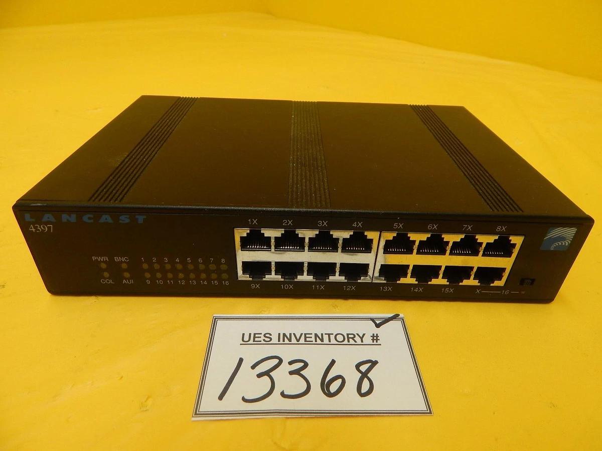 Used LANCAST 4397 16-Port Ethernet Repeater Hub Used Working