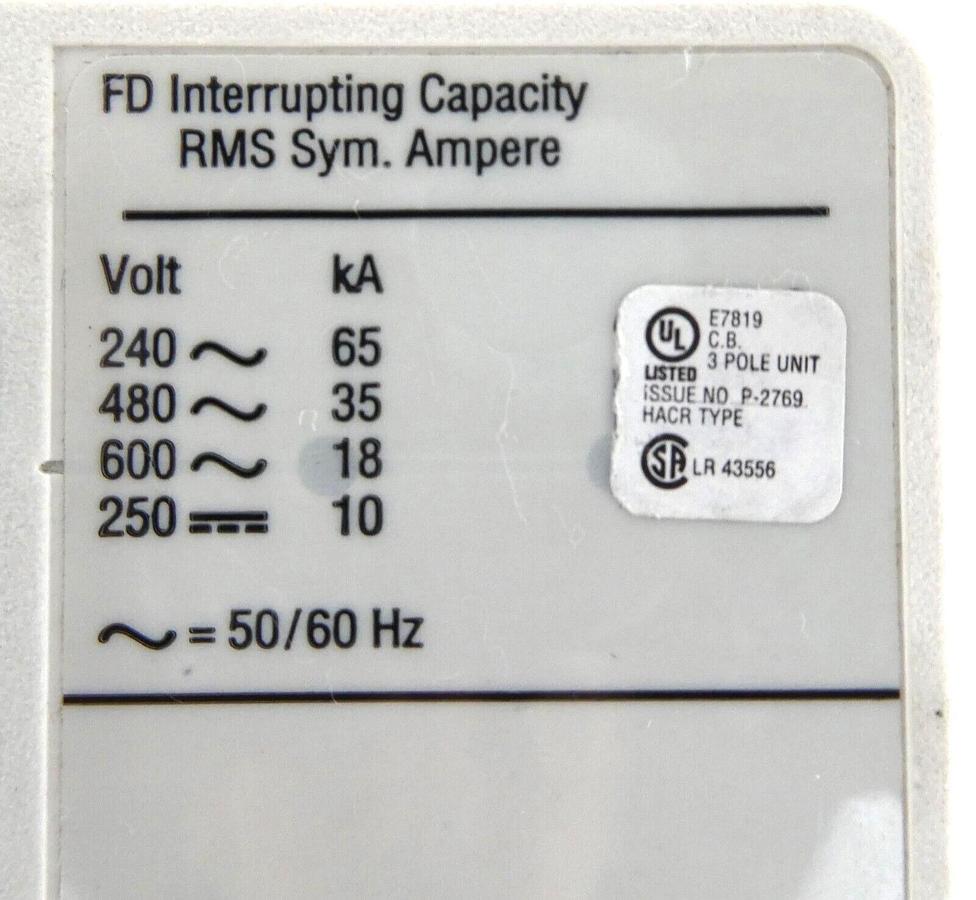 Used Eaton 6639C94G85 Industrial Circuit Breaker FD3020L Working Surplus