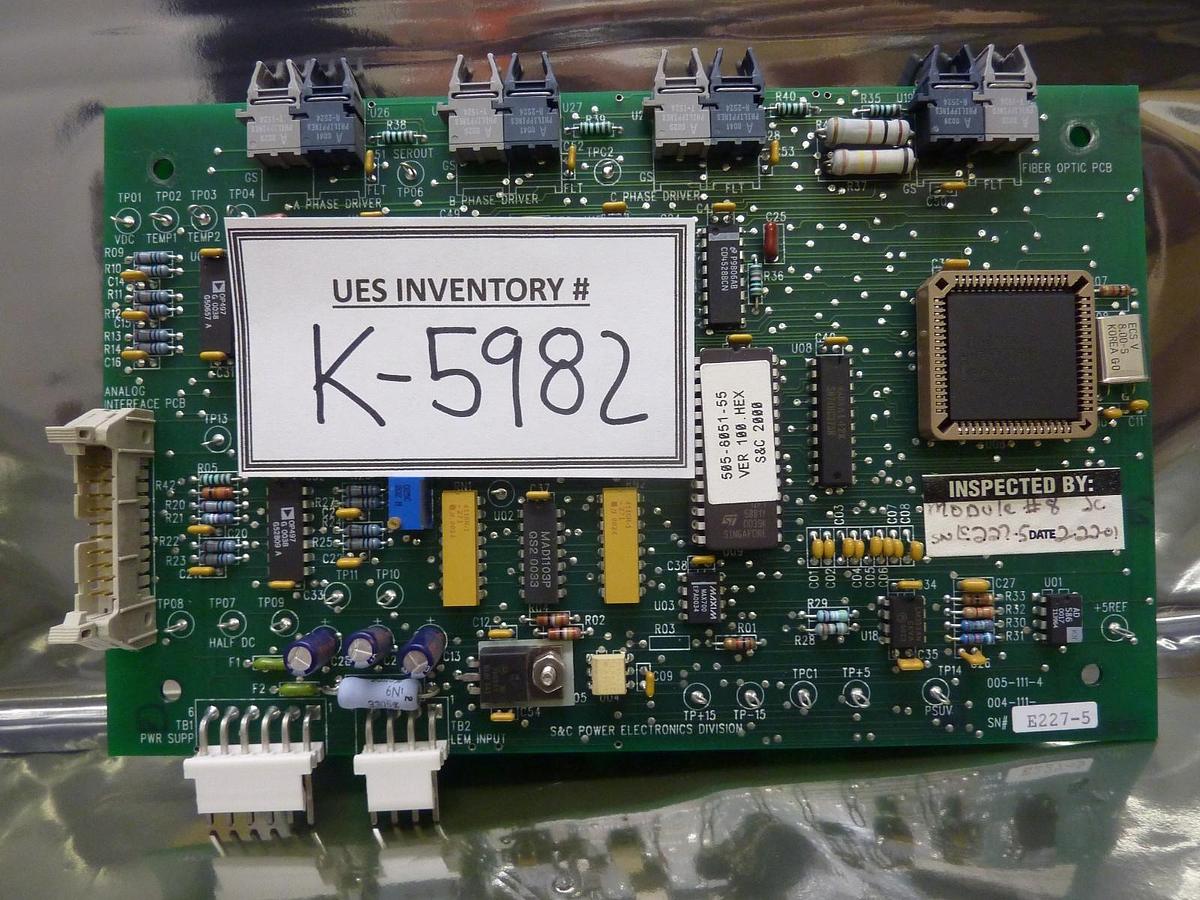 Used S&C Electric 005-111-4 Fiber Optic Board PCB 004-111 Module #8 Used Working
