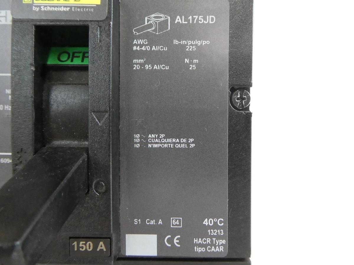 Used Square D JGF36150 Circuit Breaker PowerPact JG 250 Varian E11569290 Working
