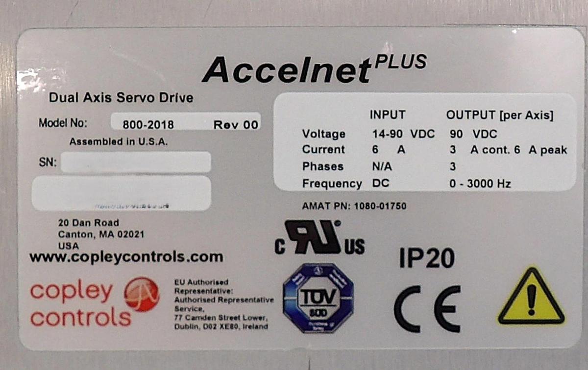 Used Copley Controls 800-2018 Dual Axis Servo Drive Accelnet Plus Working Surplus
