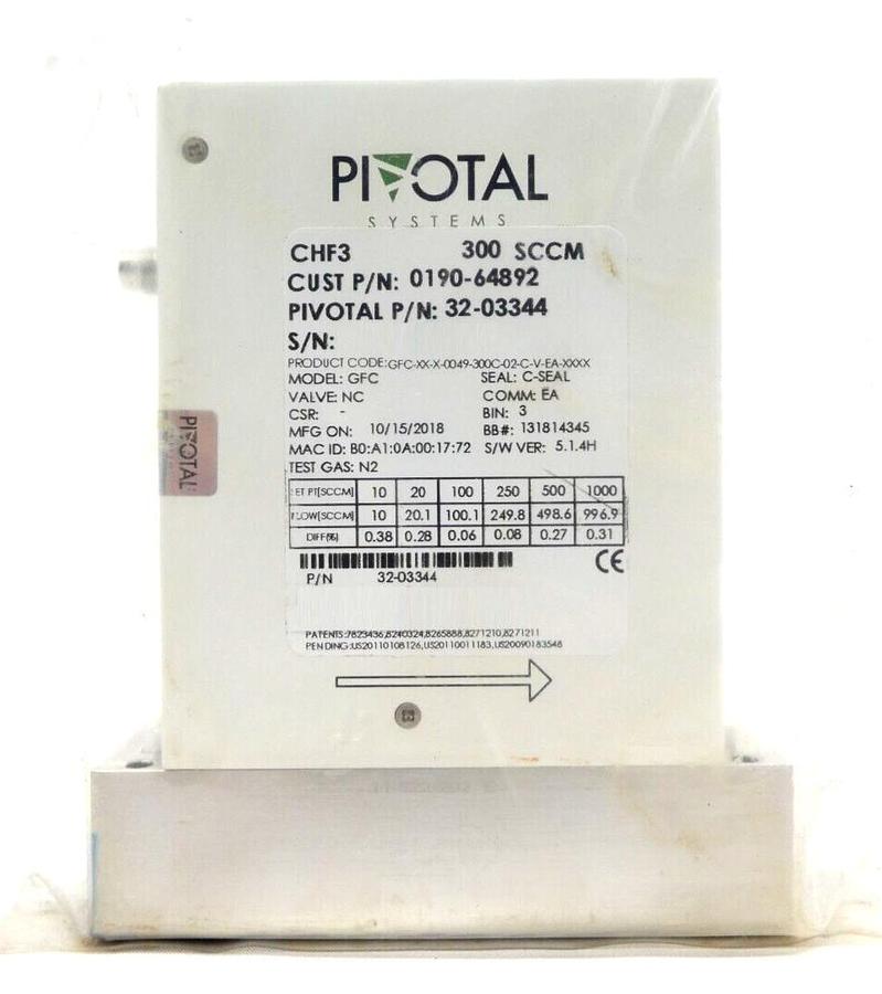 Pivotal Systems 32-03344 Mass Flow Controller MFC 300 SCCM CHF3 0190-64892 New