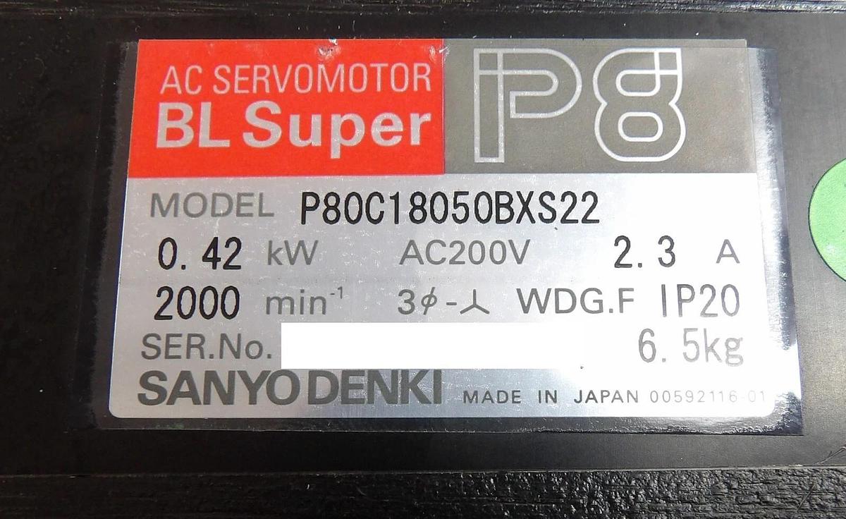 Used Sanyo Denki P80C18050BXS22 AC Servo Motor Module BL Super Working Surplus