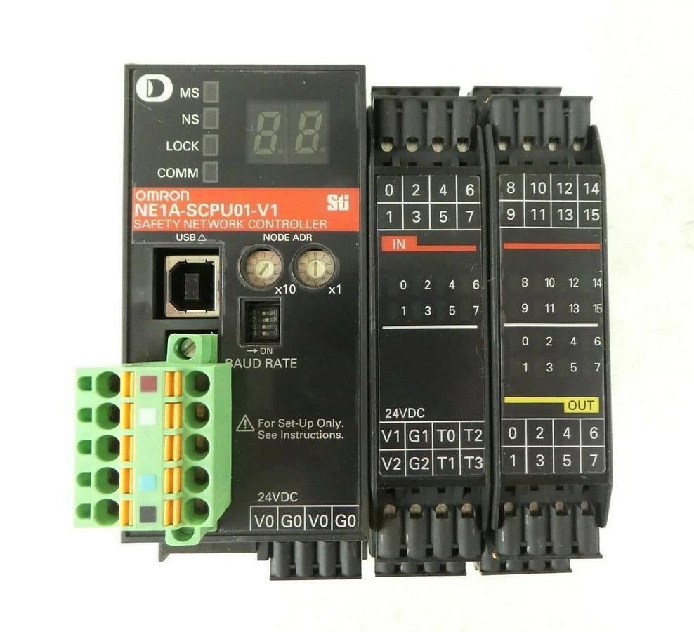Used Rudolph F30 Safety Controller & Terminal Set of 3 NE1A-SCPU01-V1 DST1 Working
