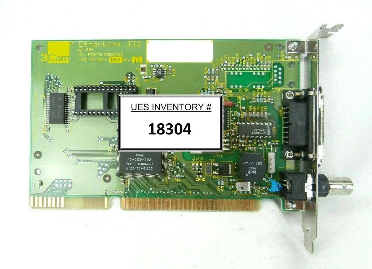 Used 3Com 03-0021-100 EtherLink III Adapter Board PCB Card Clusterlock 7000 Spare