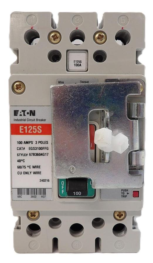 Used Eaton EGS3100FFG 3-Pole Industrial Circuit Breaker E125S Working
