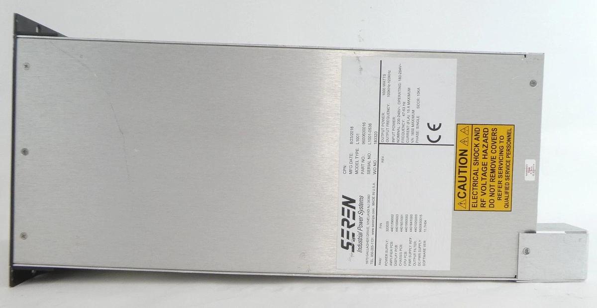 Used Seren Industrial Power Systems 9600630016 RF Power Supply L1001 Working Surplus
