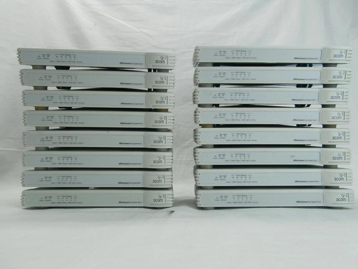 Used 3Com 1675-510-000-1.00 Office Connect 5-Port Dual Speed Hub Lot of 16 Used
