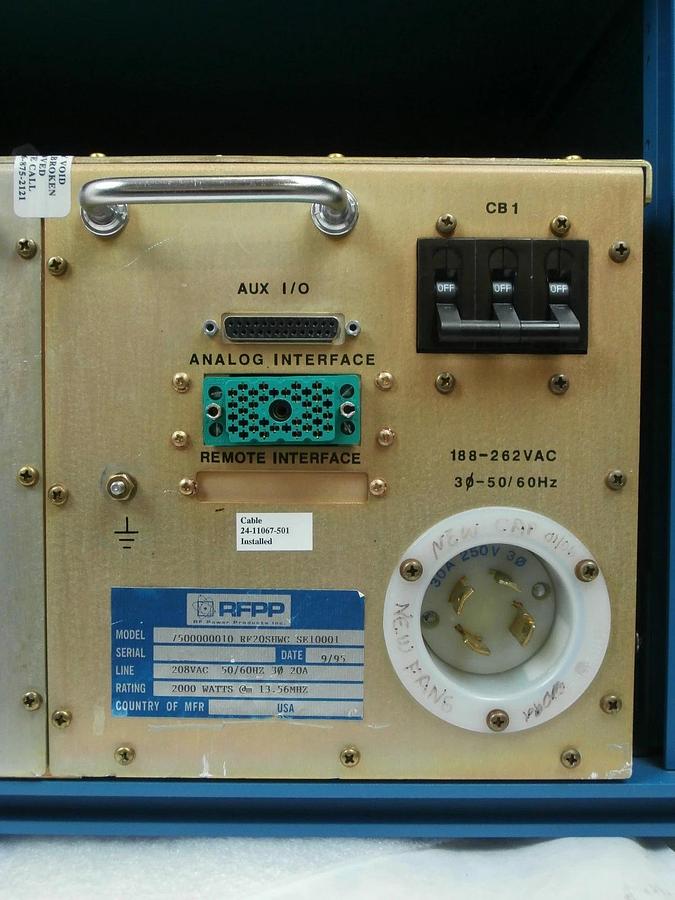 Used RF20H RFPP RF Power Products 7500000002 RF Generator MeiVac 2460 Tested Working