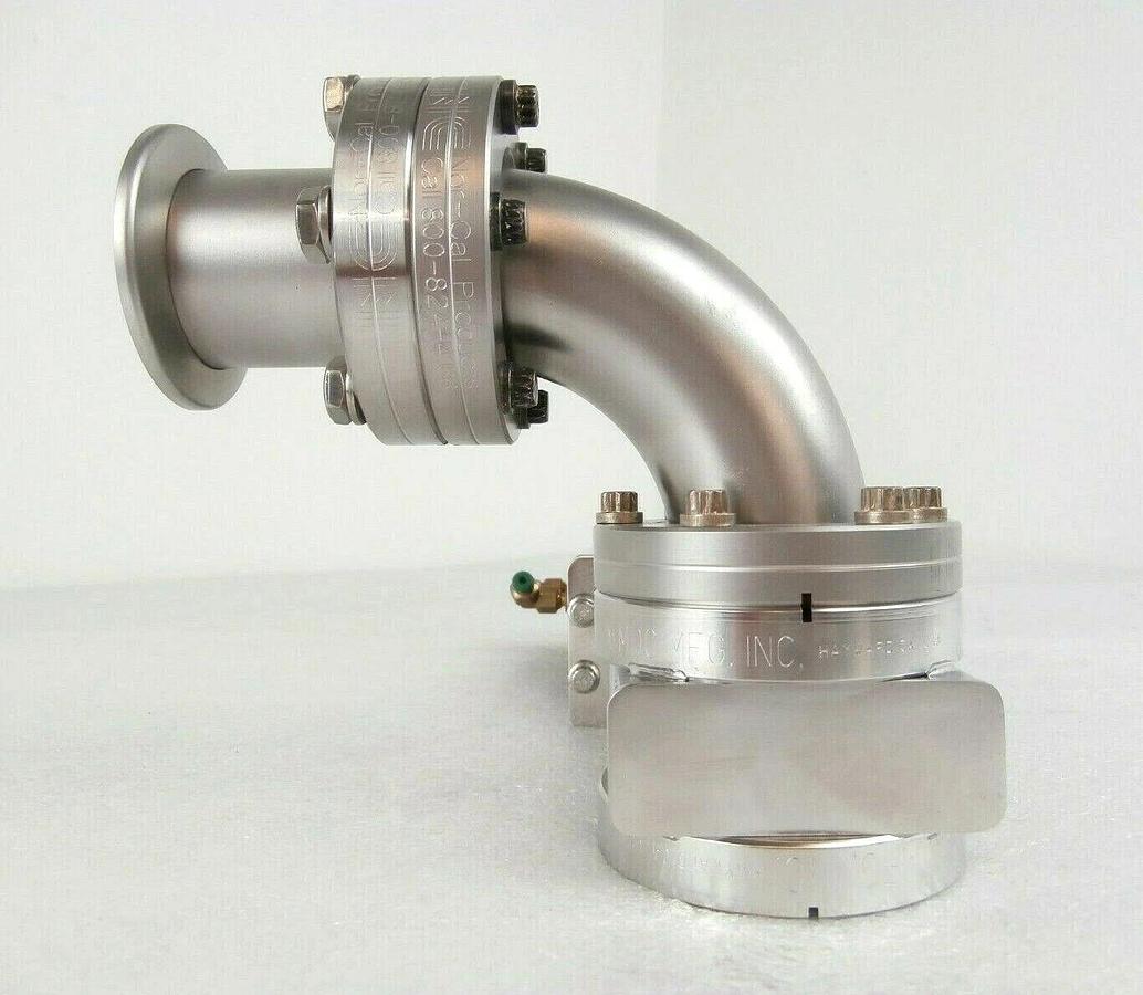 Used MDC Vacuum Products GV-1500V-P Vacuum Gate Valve 90° Angle NW40 Adapter Working