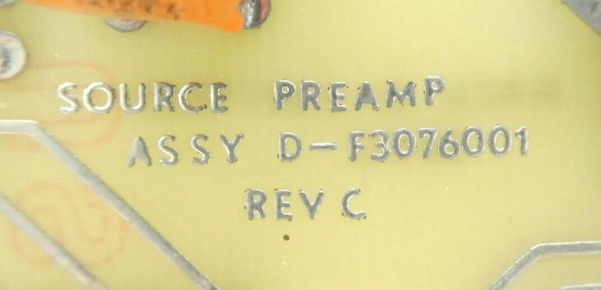 Used Varian Semionductor VSEA D-F3076001 Source Preamp PCB Card Rev. C Working