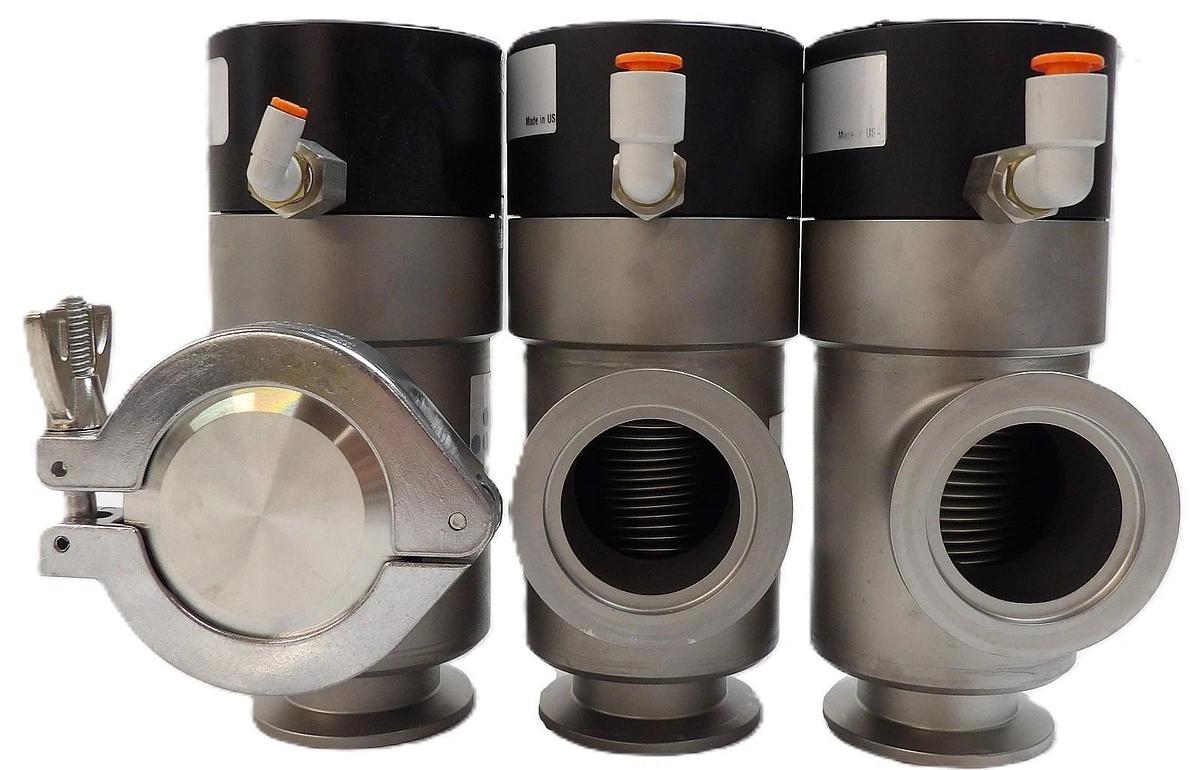 Used MKS Instruments 100018122 Pneumatic Isolation Angle Valve Lot of 3 Working