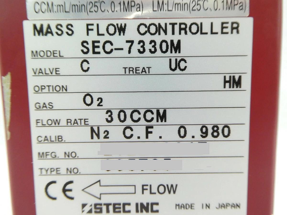 Used STEC SEC-7330M MFC Mass Flow Controller SEC-7330 30 CCM O2 Working Spare