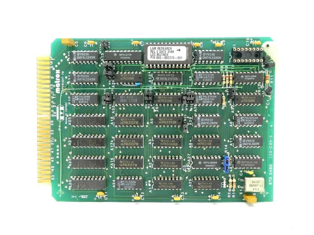 Used Matrox 136-C06-3 PCB Card STD-2480 Lam Research 855-002375-001 Working Surplus