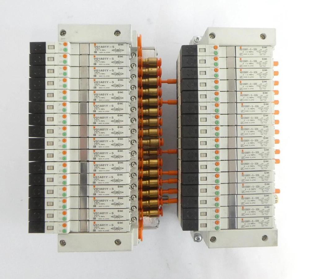 Used SMC VV5Q11 16-Port Pneumatic Manifold Reseller Lot of 4 Working Surplus
