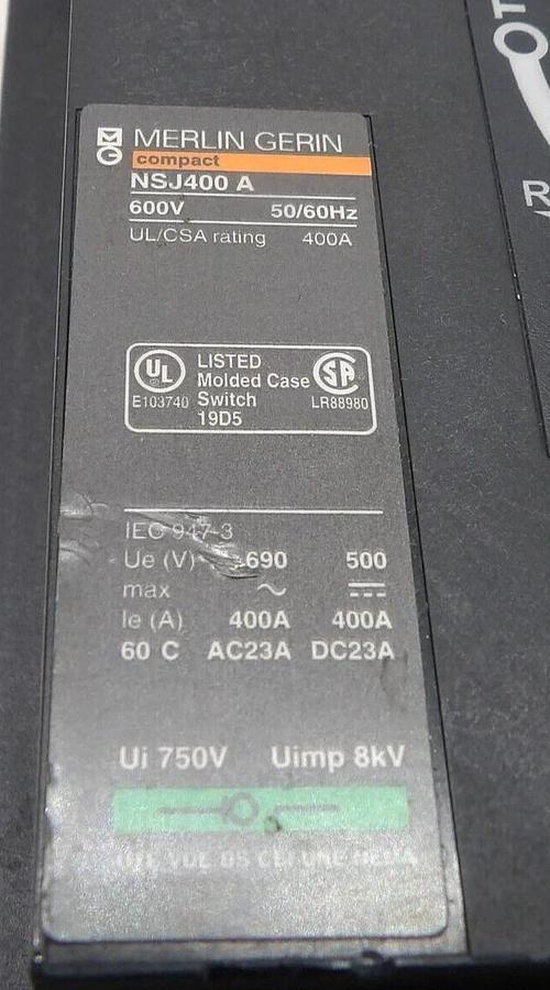 Used Merlin Gerin NSJ400 A 3 Pole Industrial Circuit Breaker Working Surplus