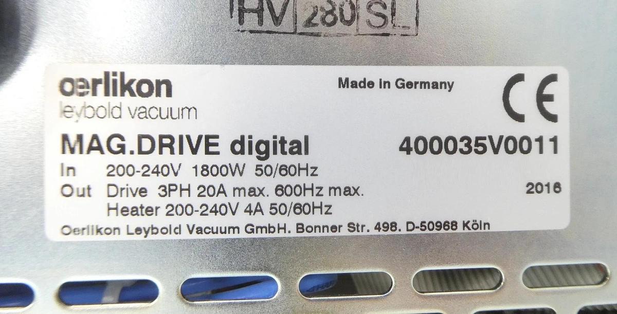 Used Oerlikon Leybold Vacuum 400035V0011 Turbo Pump Controller MAG.DRIVE Untested